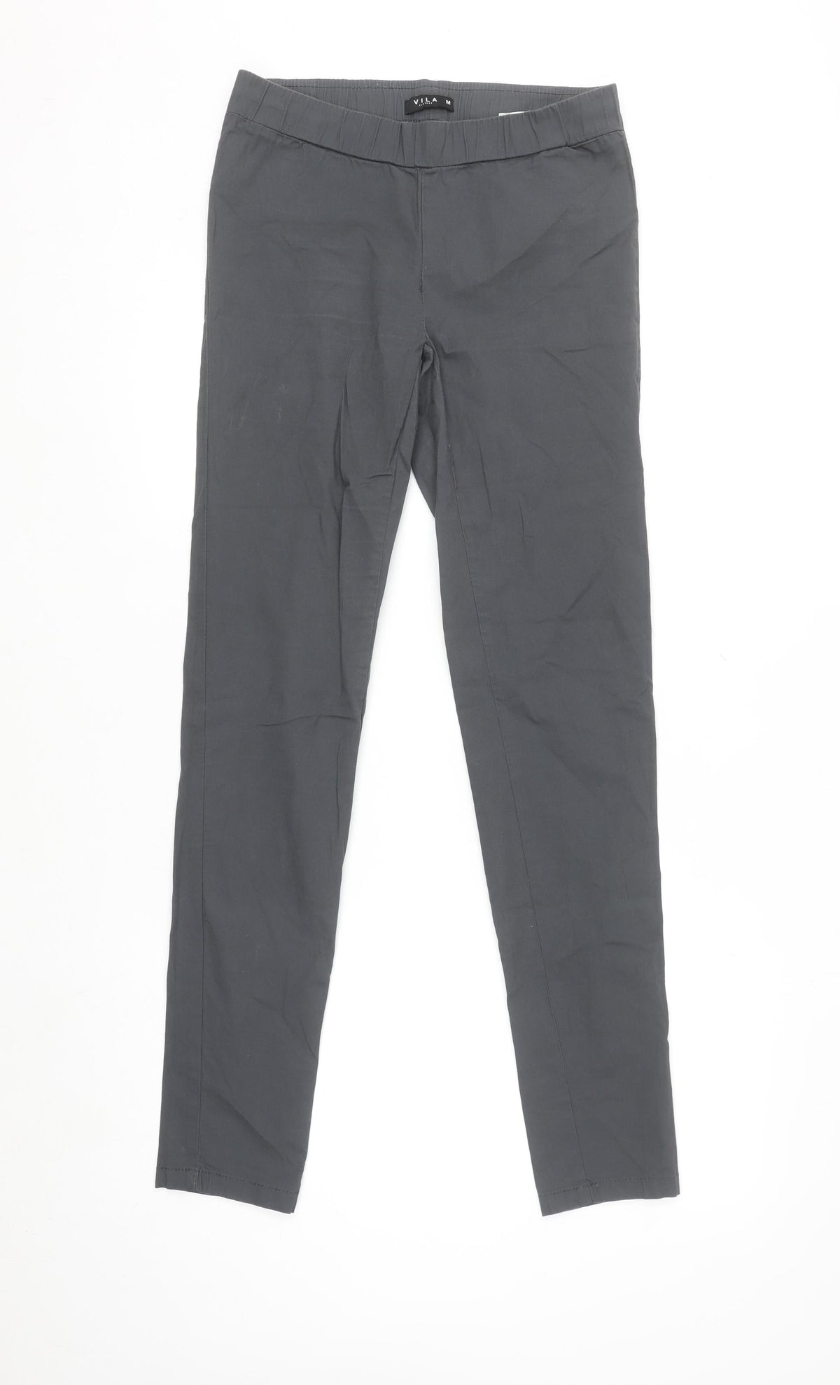Vila Women Grey Slim Fit Stretch Leggings M Cotton Blend