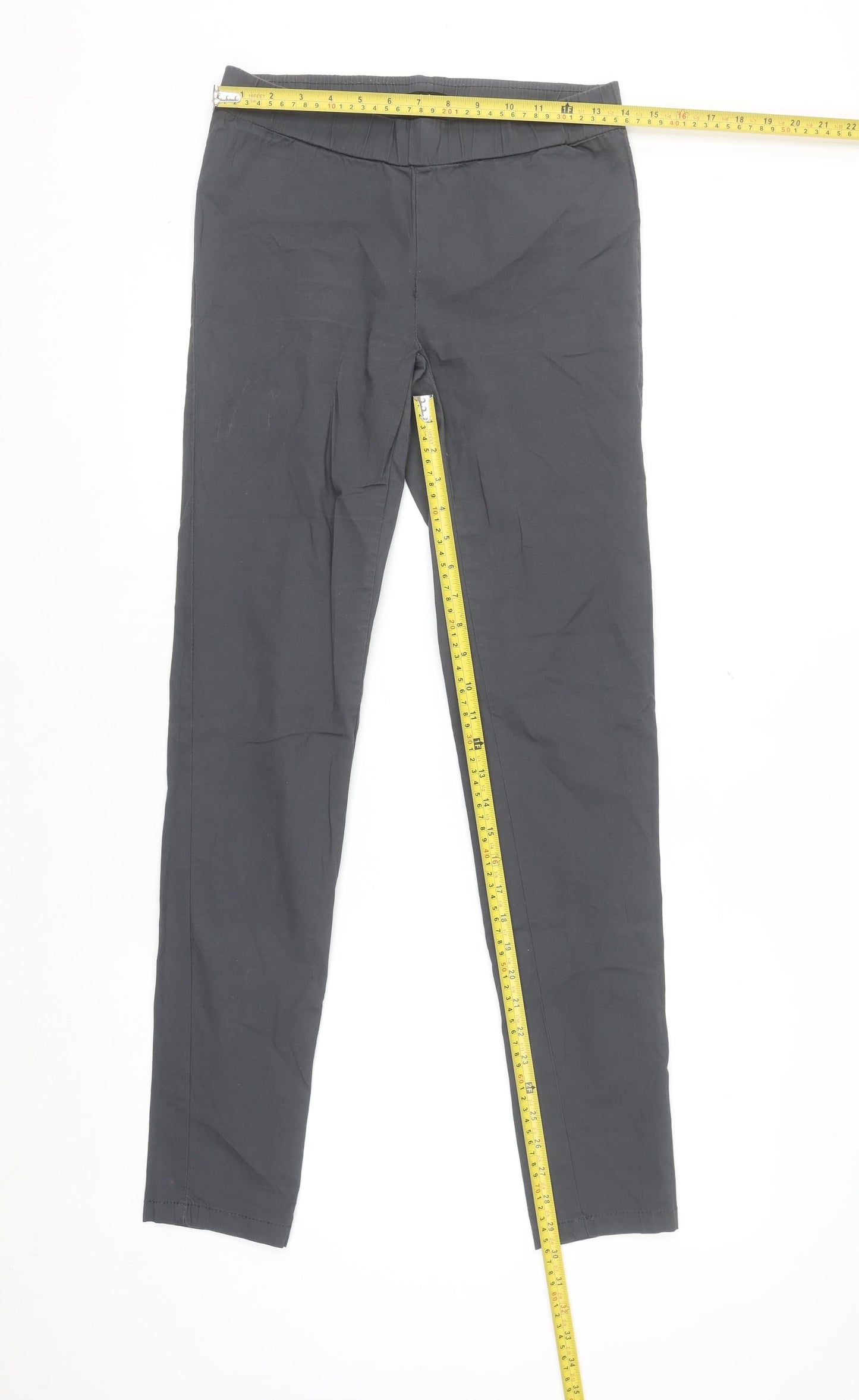 Vila Women Grey Slim Fit Stretch Leggings M Cotton Blend