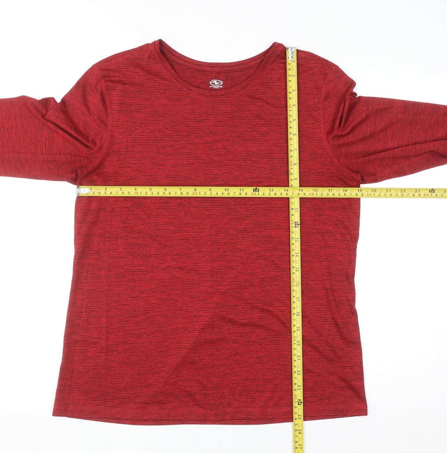 Athletic Works Womens Red Long Sleeve Active T-Shirt Size L 12-14