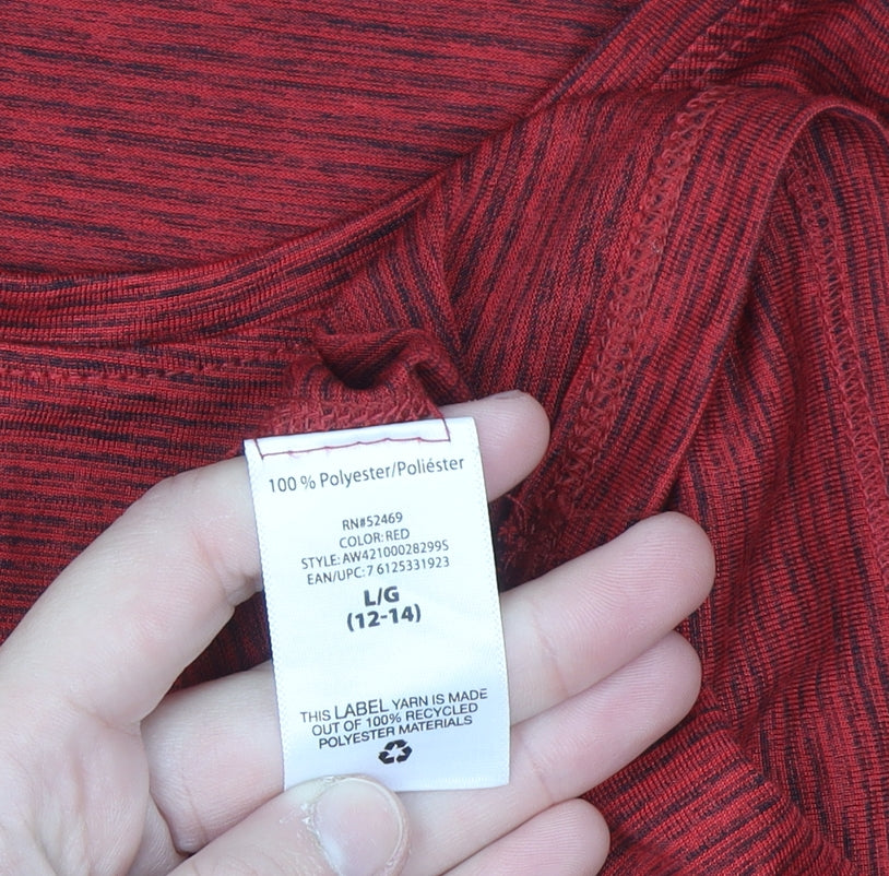 Athletic Works Womens Red Long Sleeve Active T-Shirt Size L 12-14