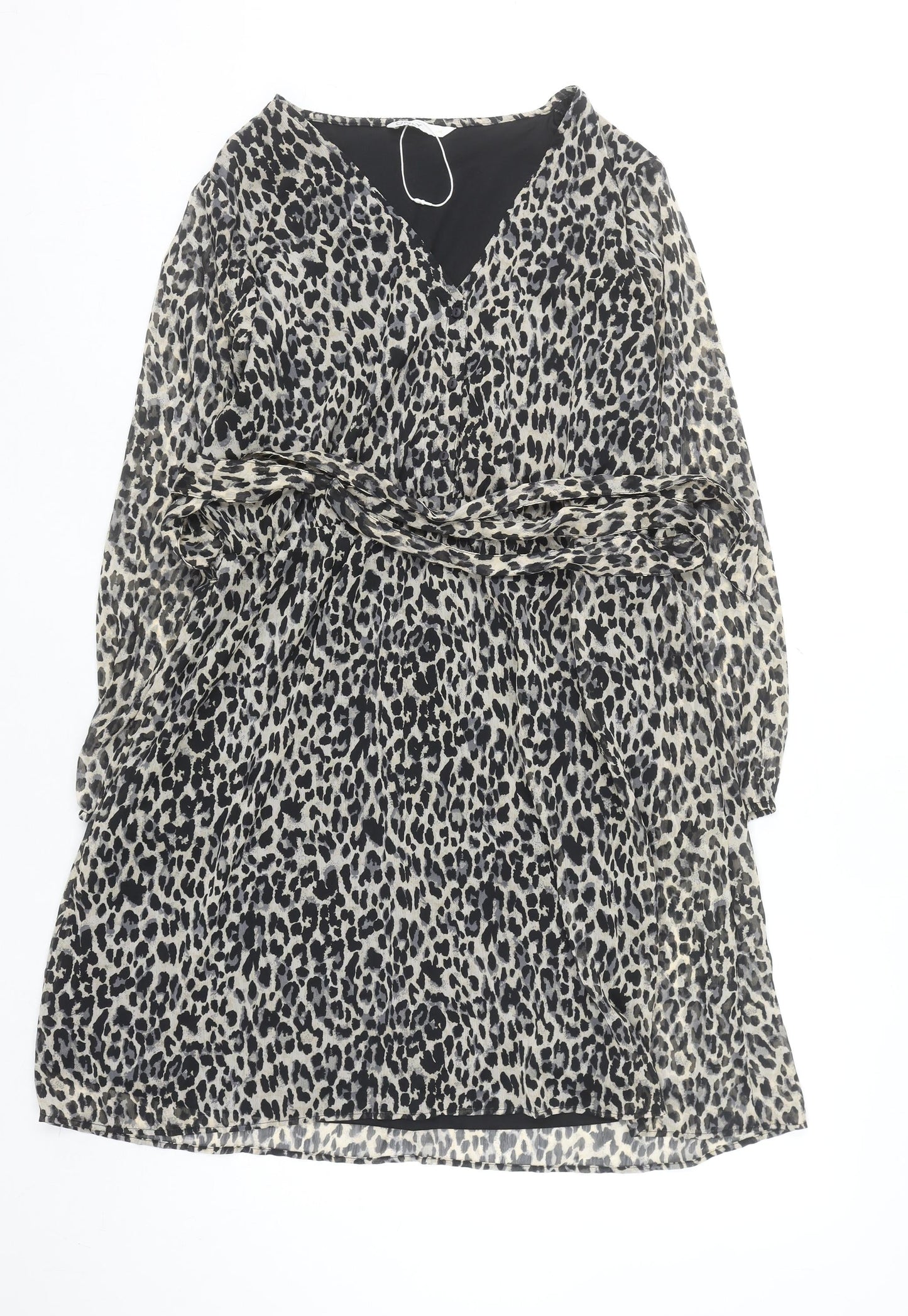 ONLY Women’s Multicoloured XL Leopard Print V-Neck Wrap Dress