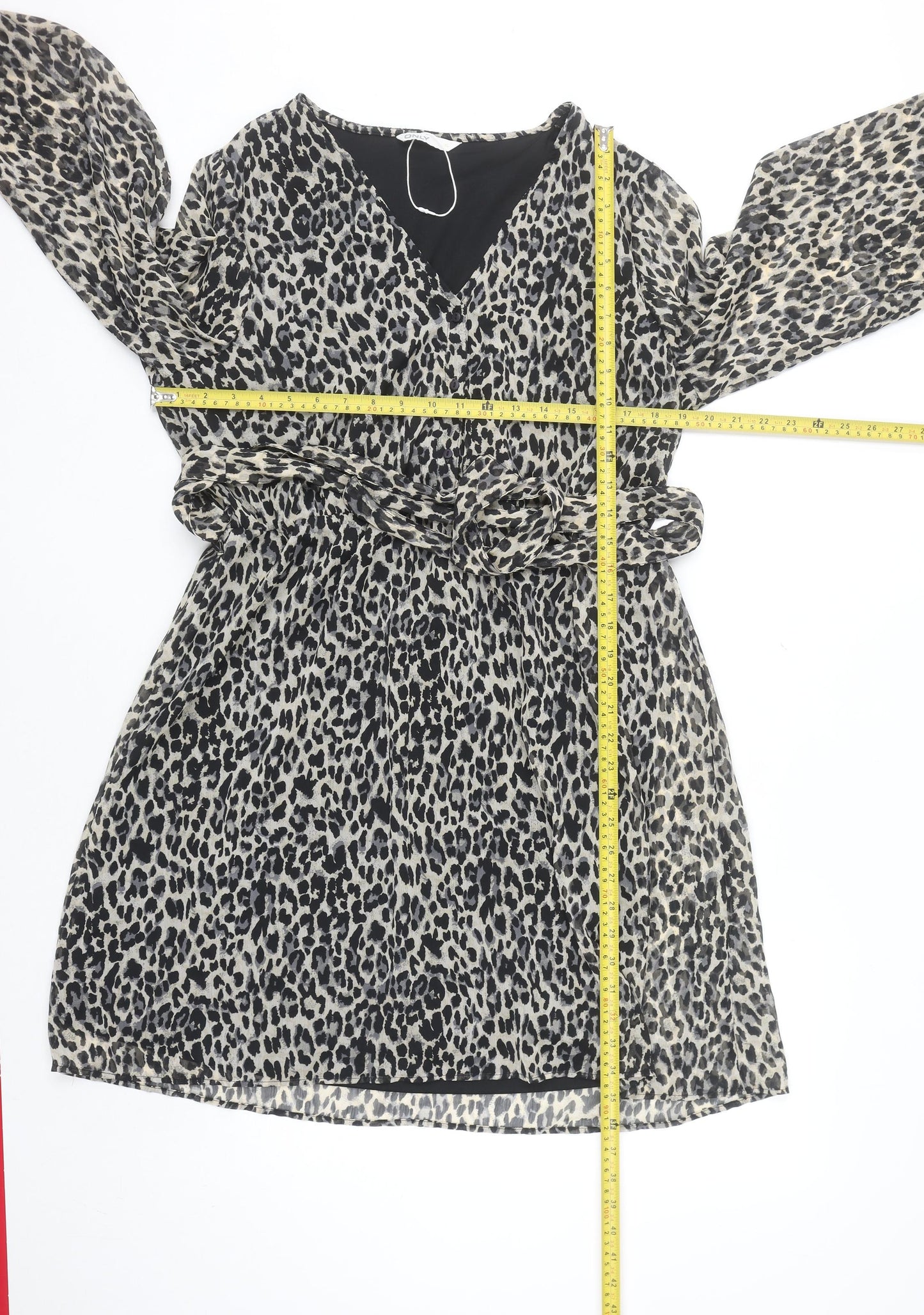 ONLY Women’s Multicoloured XL Leopard Print V-Neck Wrap Dress