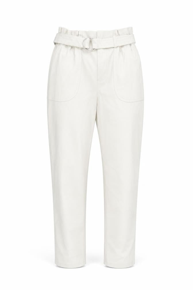 Primark Women’s Beige Faux Leather Paperbag Trousers Size 10