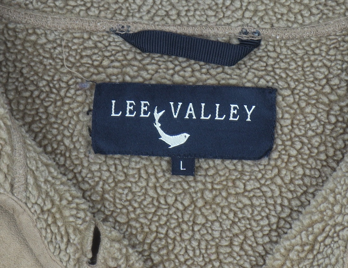 Lee Valley Men's Beige L Button Coat with Fleece Lining