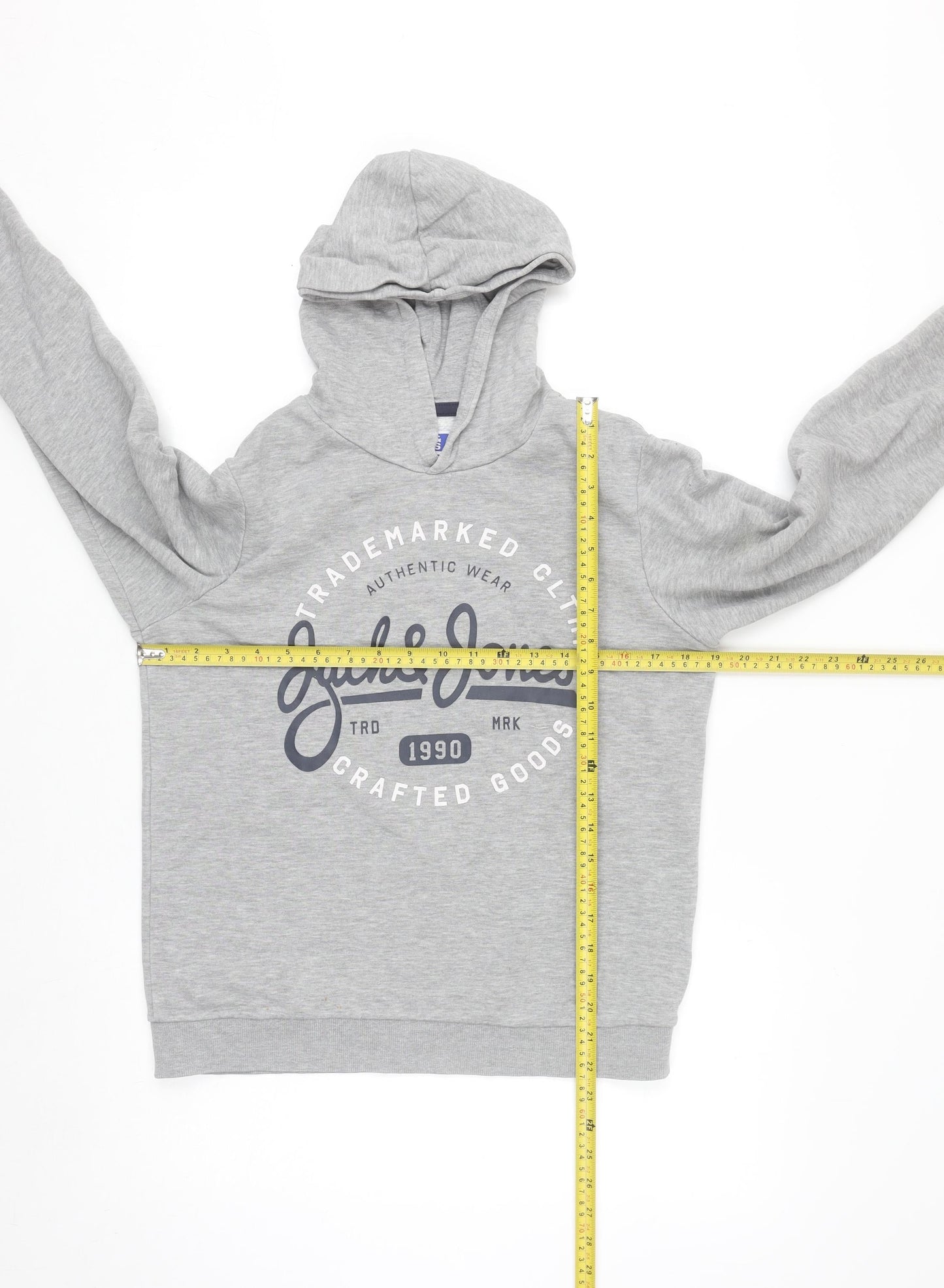 Jack & Jones Boys Grey Pullover Hoodie Size 164 Cotton Blend Casual