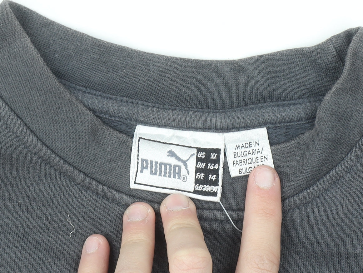 Puma Men’s Grey XL Crew Neck Pullover Sweatshirt Logo Fleece