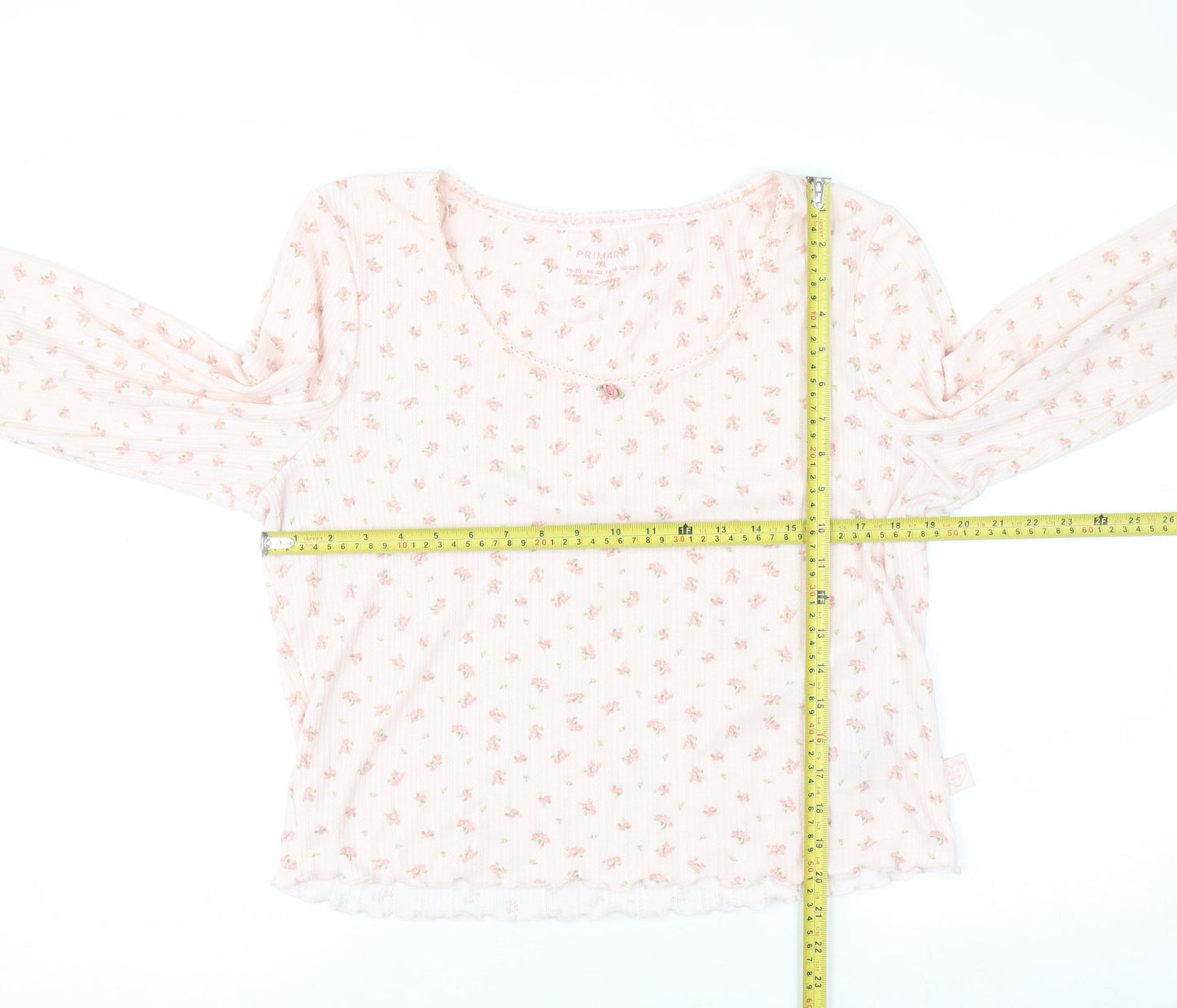 Primark Women Pink Floral Long Sleeve Pyjama Top Size 18-20