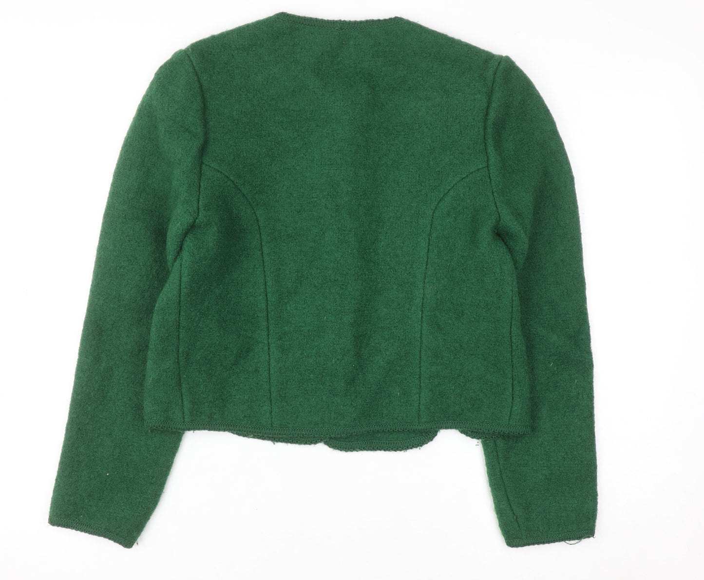 The Eagle's Eye Women Green Wool Cardigan Size 12 Crew Neck Button Up