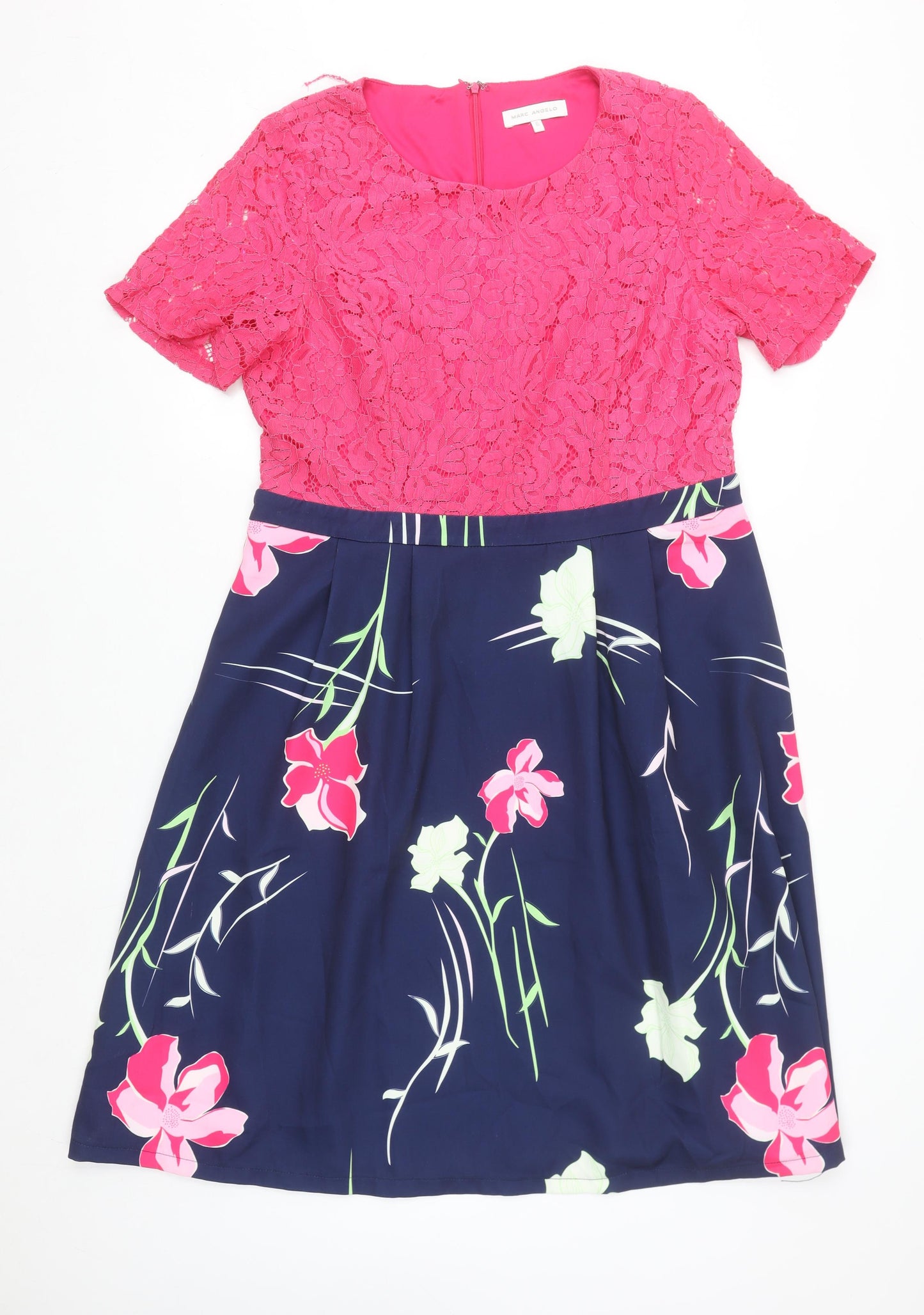 Marc Angelo Women's Pink Floral Lace Fit & Flare Dress Size 16