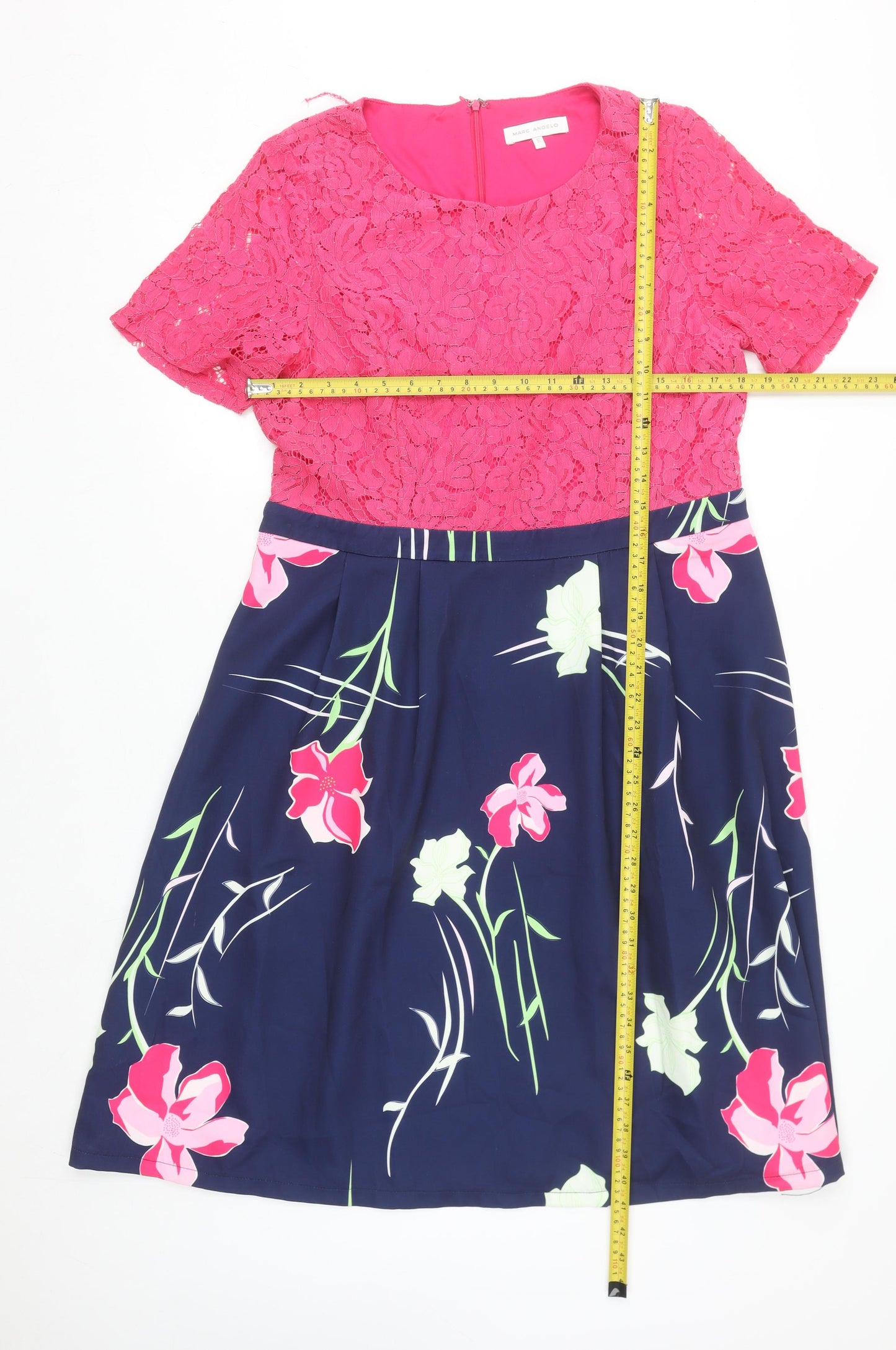Marc Angelo Women's Pink Floral Lace Fit & Flare Dress Size 16