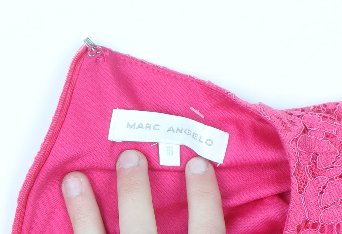Marc Angelo Women's Pink Floral Lace Fit & Flare Dress Size 16