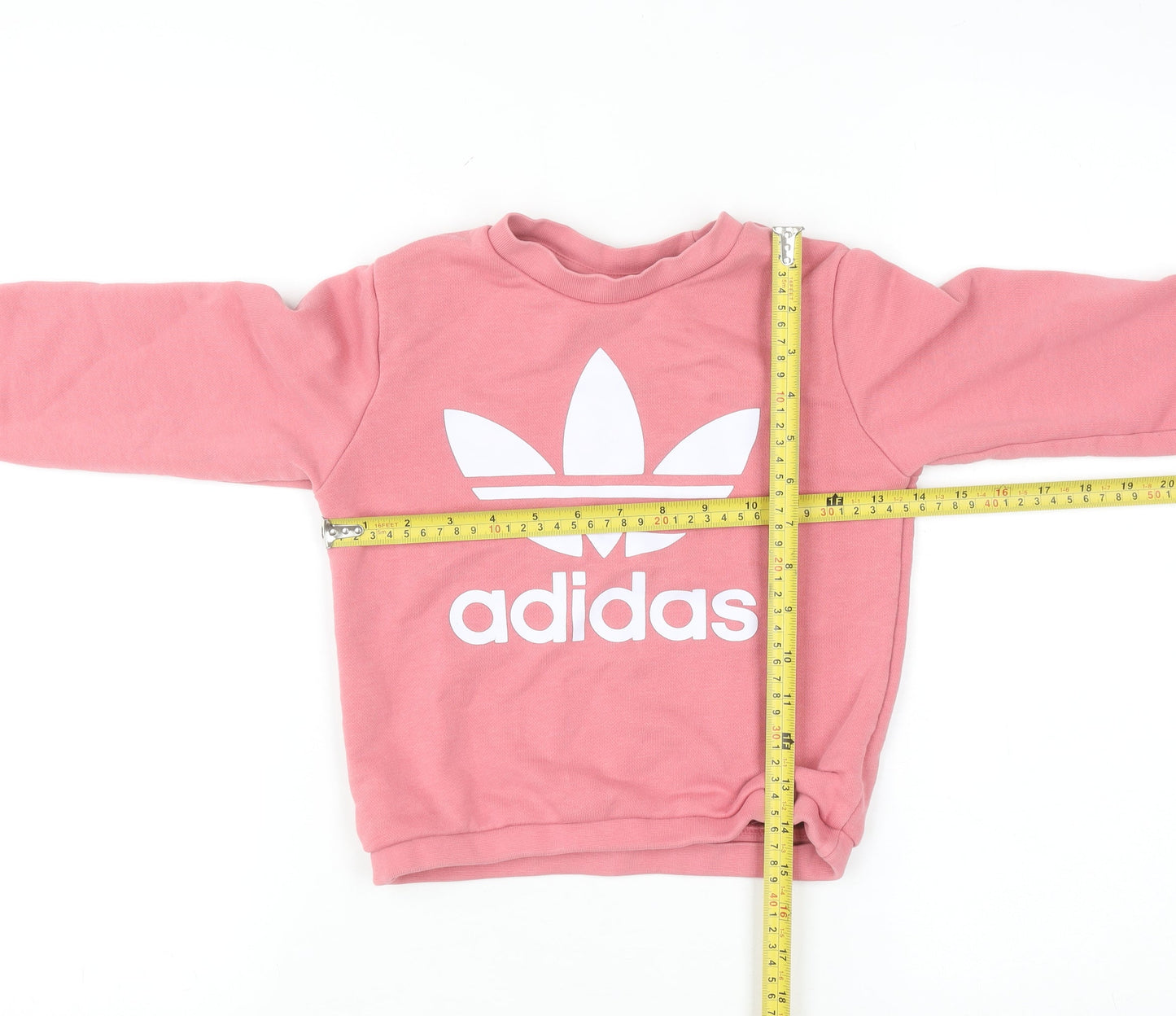 Adidas Girls Pink 6-7 Years Pullover Crew Neck Graphic Sweatshirt