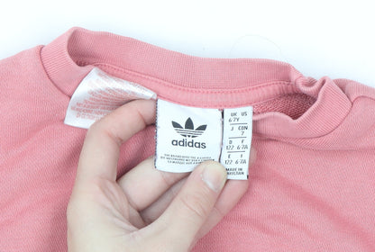 Additional view of Adidas girls’ pink 6-7 years pullover crew neck graphic sweatshirt