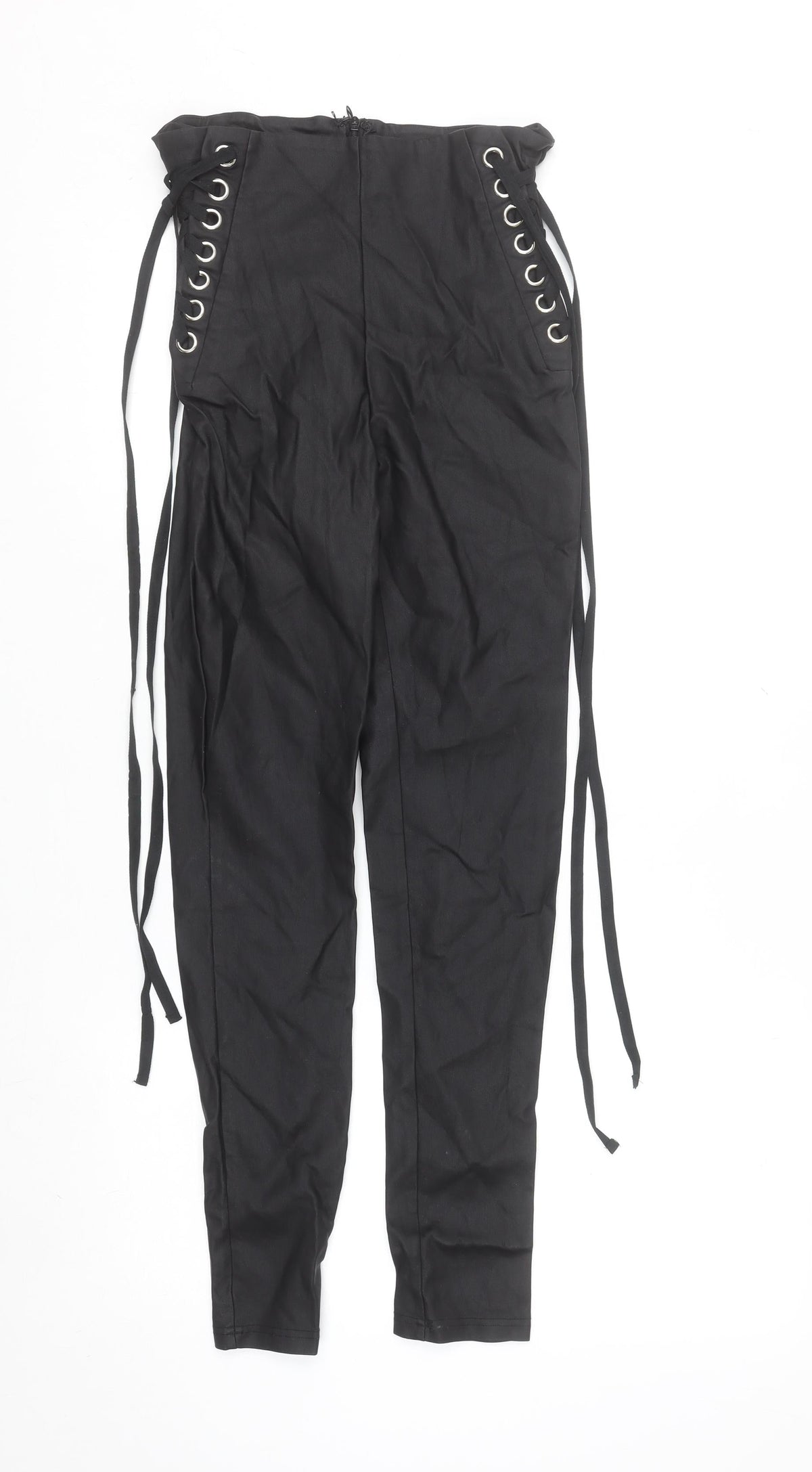 SHEIN Women's Black Lace-Up High Waist Skinny Trousers Size 8
