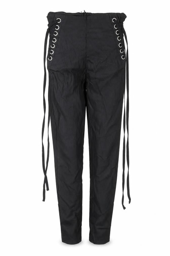 SHEIN Women's Black Lace-Up High Waist Skinny Trousers Size 8