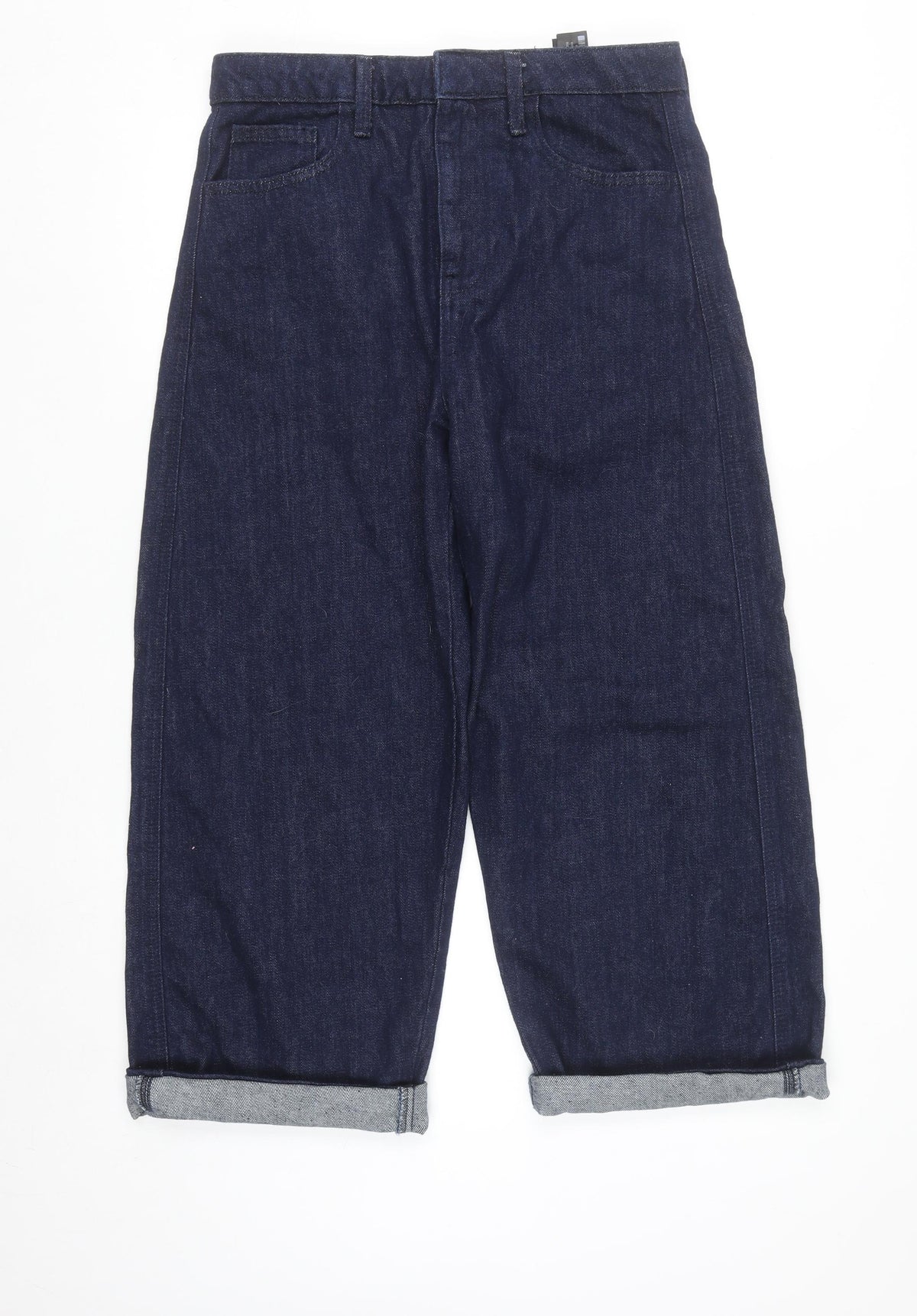 Zara Women's Blue Wide-Leg High Rise Cotton Jeans Size 8