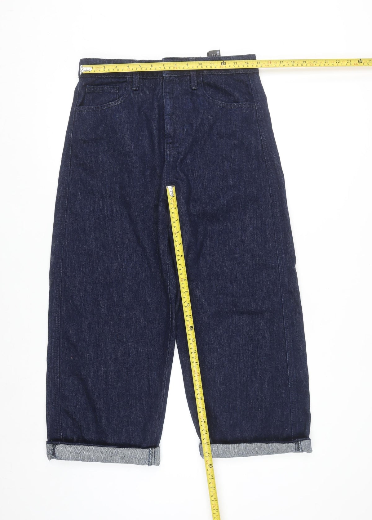Zara Women's Blue Wide-Leg High Rise Cotton Jeans Size 8