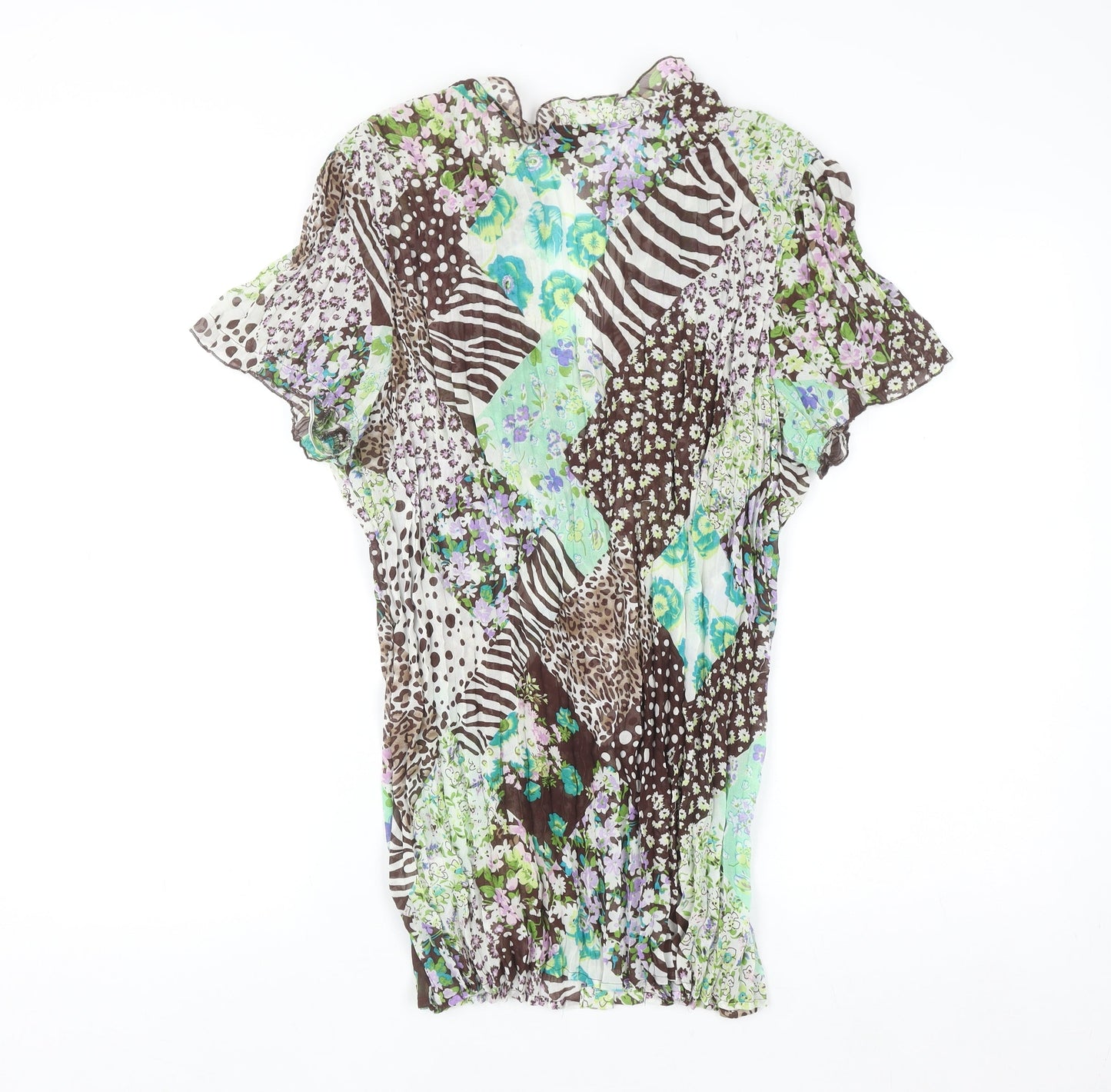 Claudia C Women's Multicoloured Floral Animal Print Ruffle Tunic Blouse Size 20