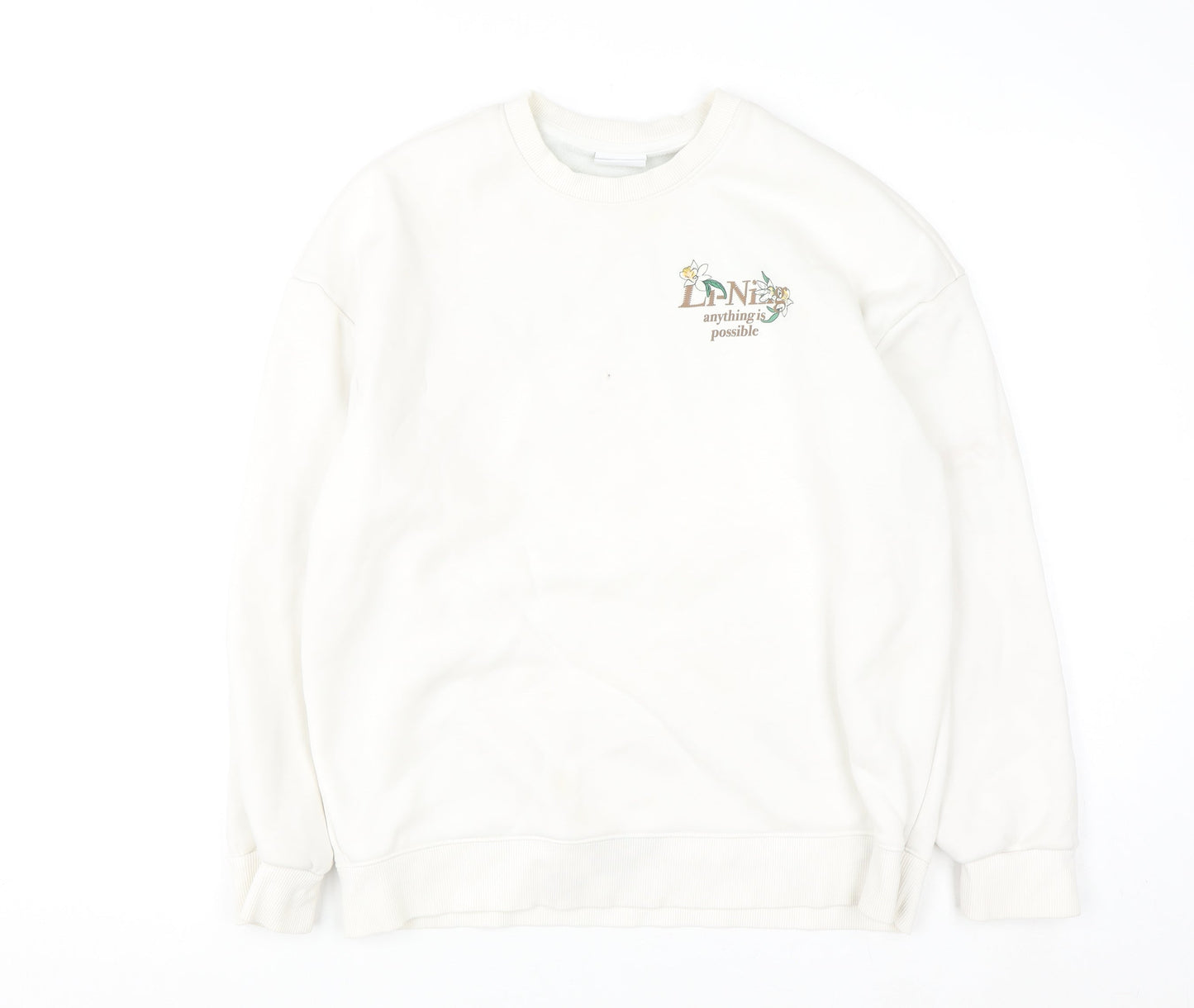 Li-Ning Womens White Pullover Sweatshirt Size 12 Cotton Blend