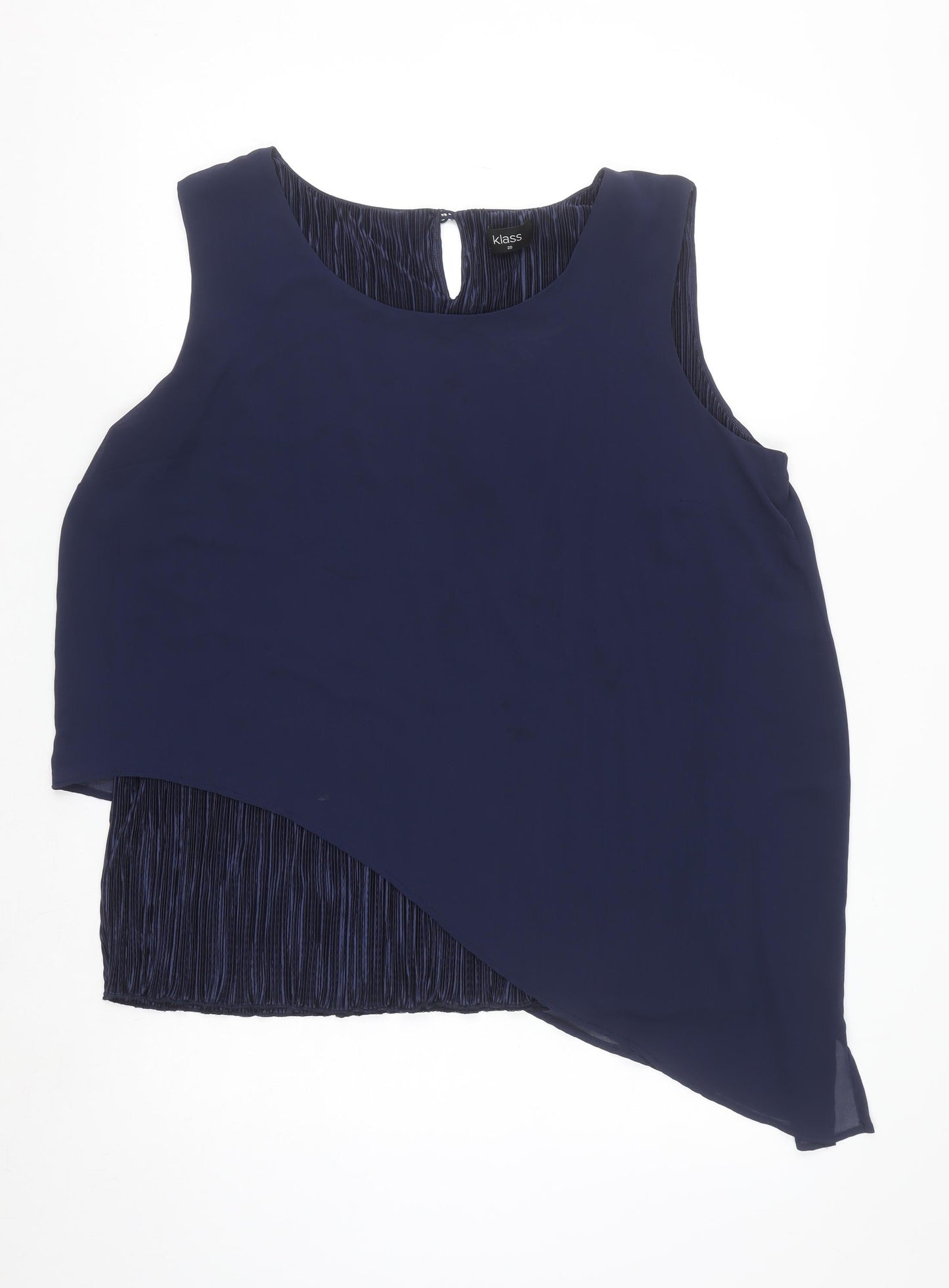 Klass Women Navy Blue Asymmetrical Sleeveless Blouse Size 20