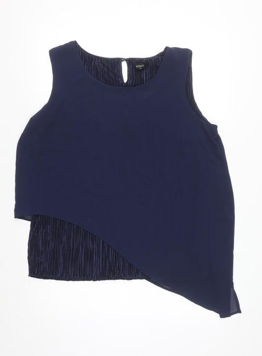 Klass Women Navy Blue Asymmetrical Sleeveless Blouse Size 20