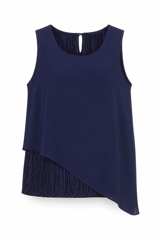 Klass Women Navy Blue Asymmetrical Sleeveless Blouse Size 20