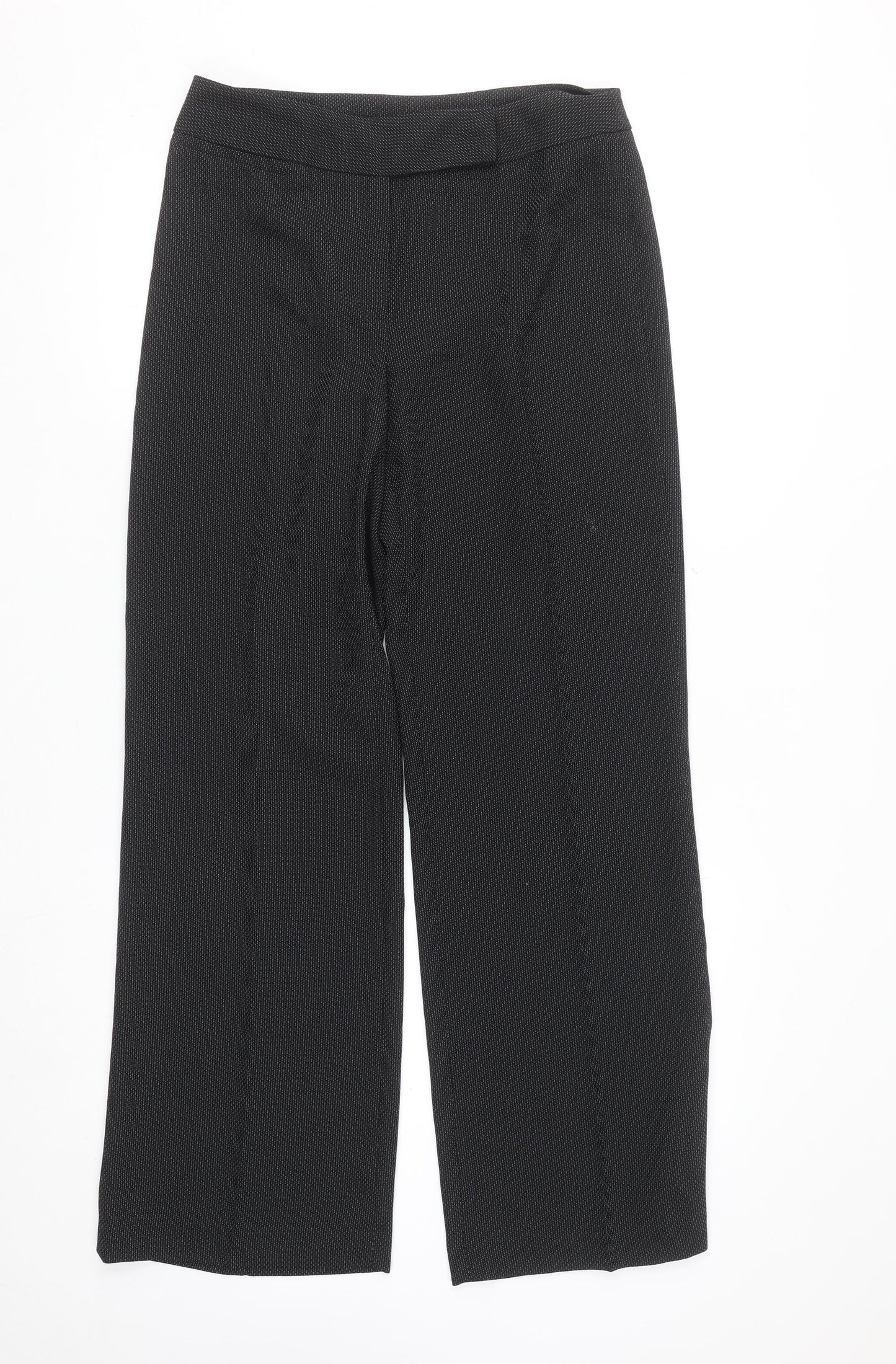 Dunnes Stores Womens Black Straight Leg Trousers Size 10 Regular Fit