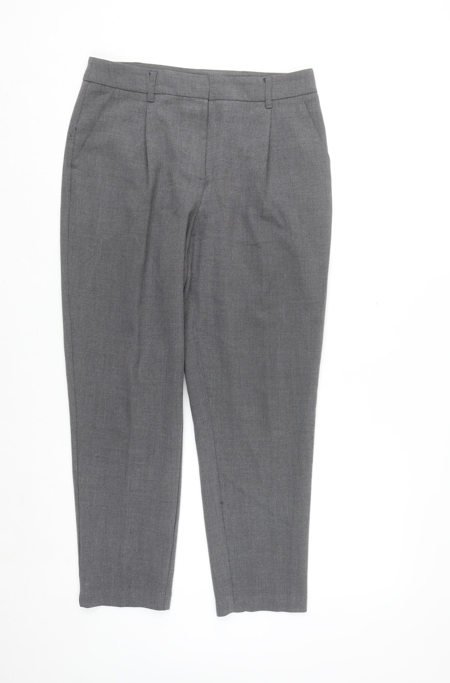F&F Women's Grey Pleated Straight Leg Trousers UK 10