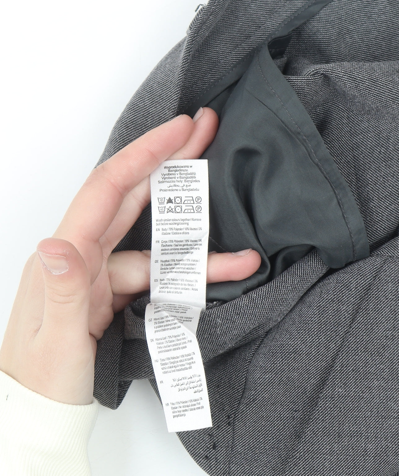 F&F Women's Grey Pleated Straight Leg Trousers UK 10