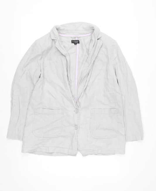 Topshop Women’s Grey Linen Blazer Jacket Size 14