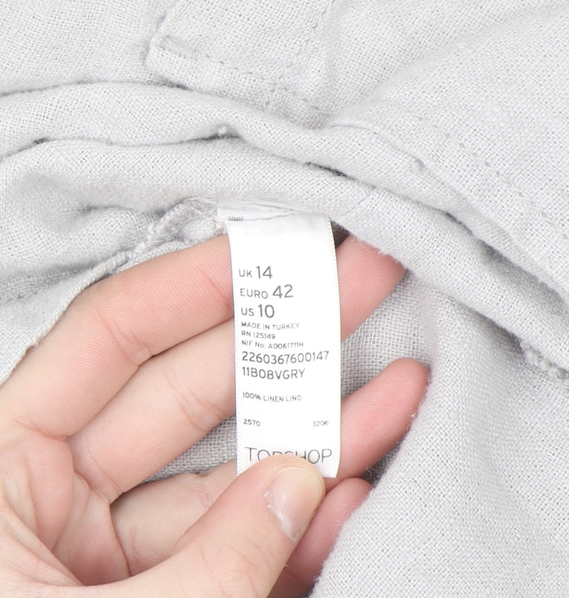Topshop Women’s Grey Linen Blazer Jacket Size 14