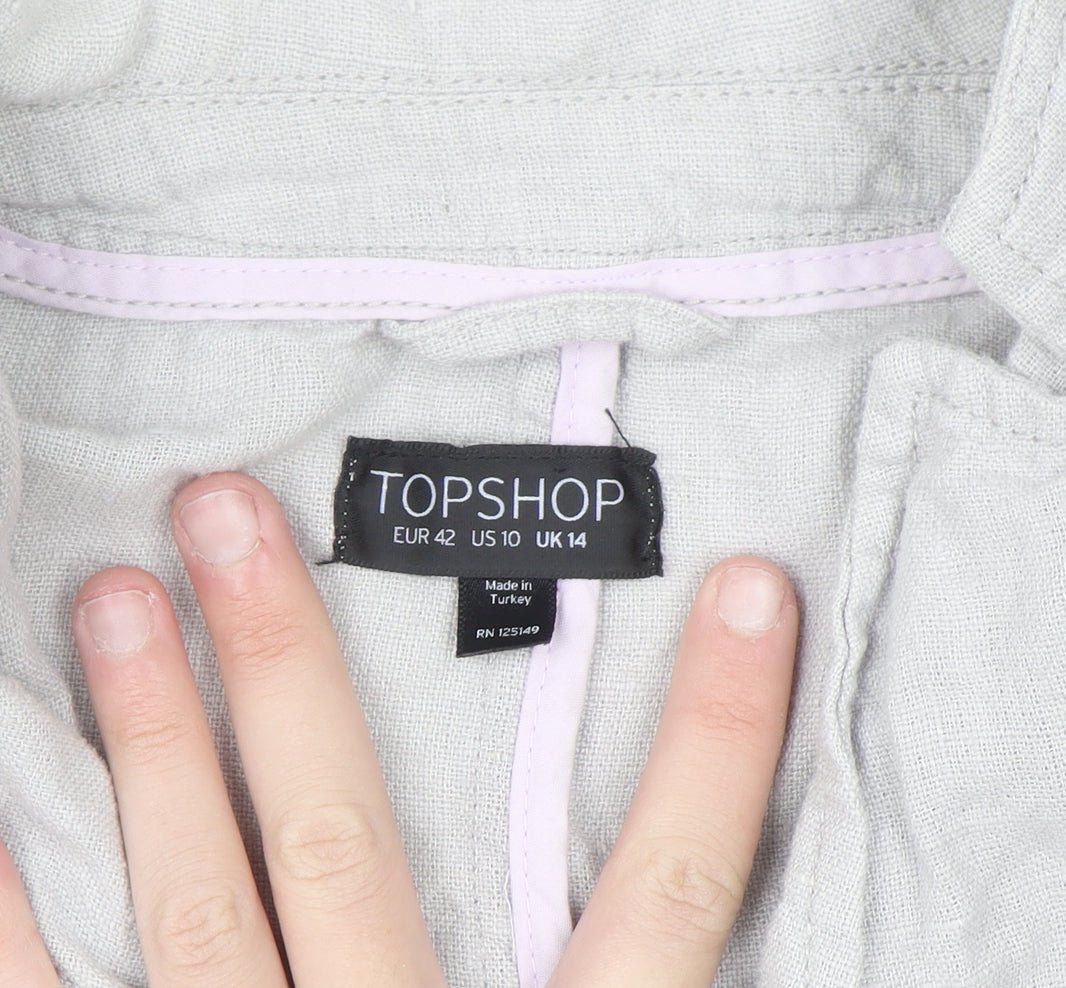Topshop Women’s Grey Linen Blazer Jacket Size 14