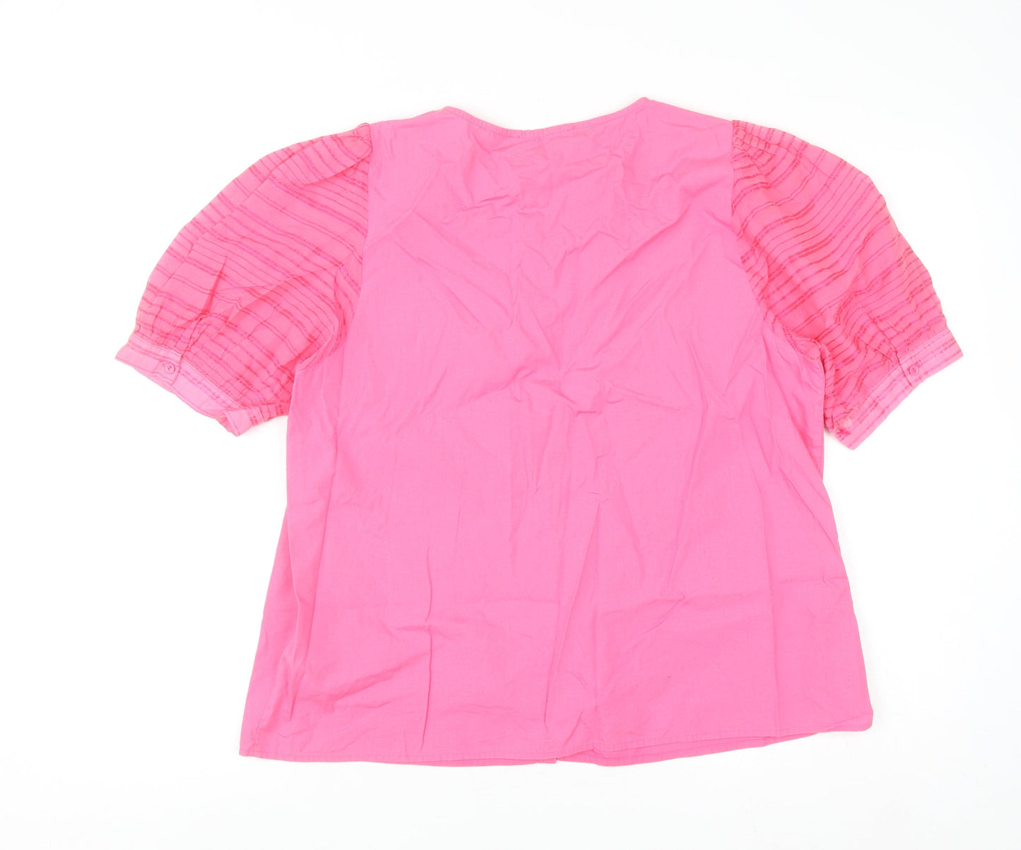 Gallery Women's Pink Short Sleeve Button Tunic Blouse Size 16