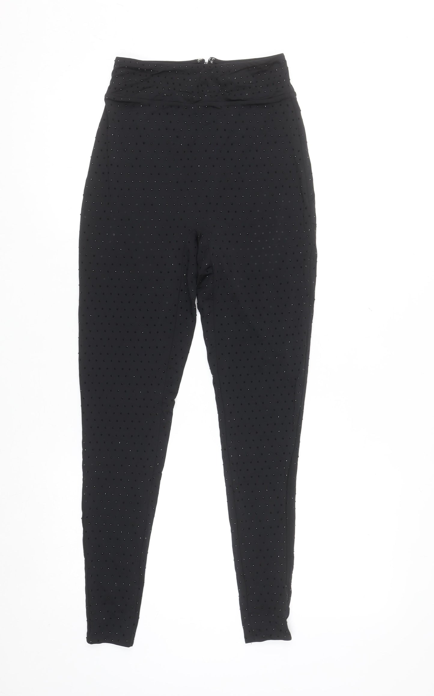 Oh Polly Womens Black UK 6 High Rise Sequin Ankle Leggings