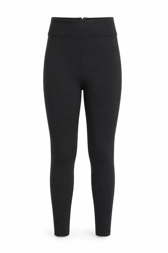 Oh Polly Womens Black UK 6 High Rise Sequin Ankle Leggings