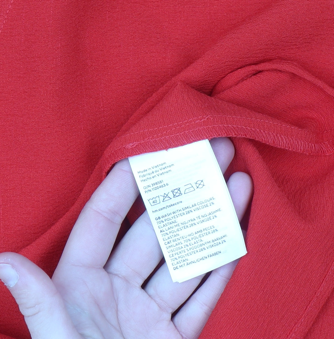 H&M Women Red Shift Dress Size 18 V-Neck Long Sleeve Woven