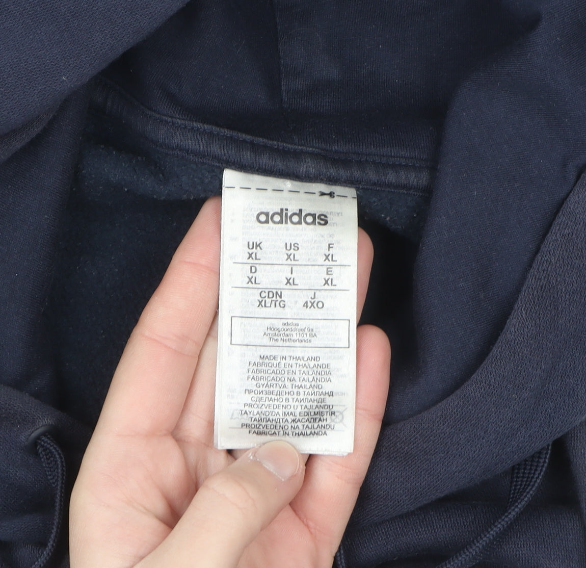 Adidas Men's Grey XL Pullover Hoodie with Logo and Stripe Detail