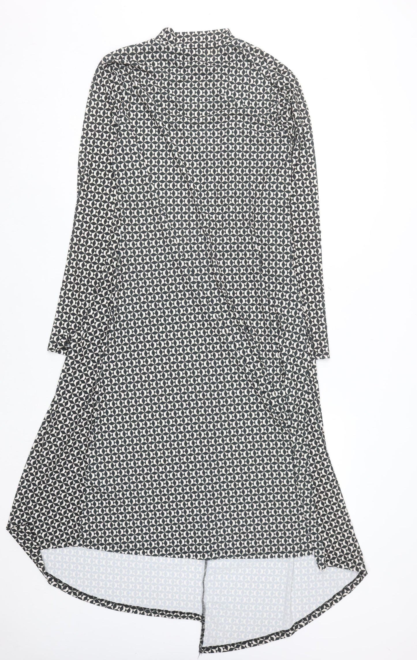 River Island Women Black Geometric Midi Shirt Dress Size 14