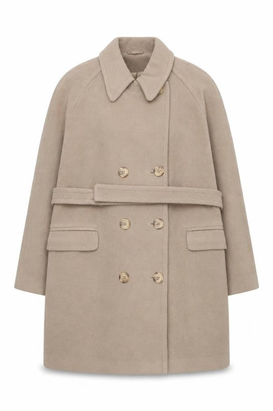 Principles Women's Beige Wool Cashmere Belted Trench Coat Size 18