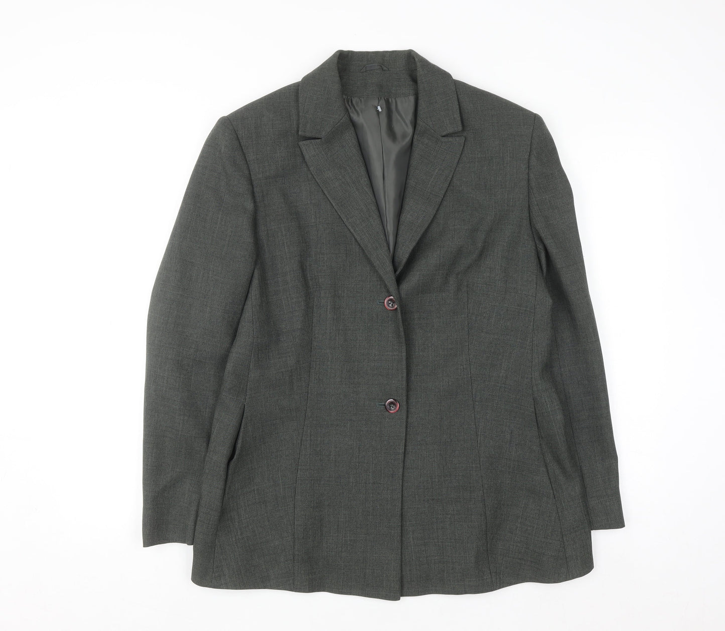 St. Bernard Women’s Grey Two-Button Suit Jacket Size 14 Classic Fit