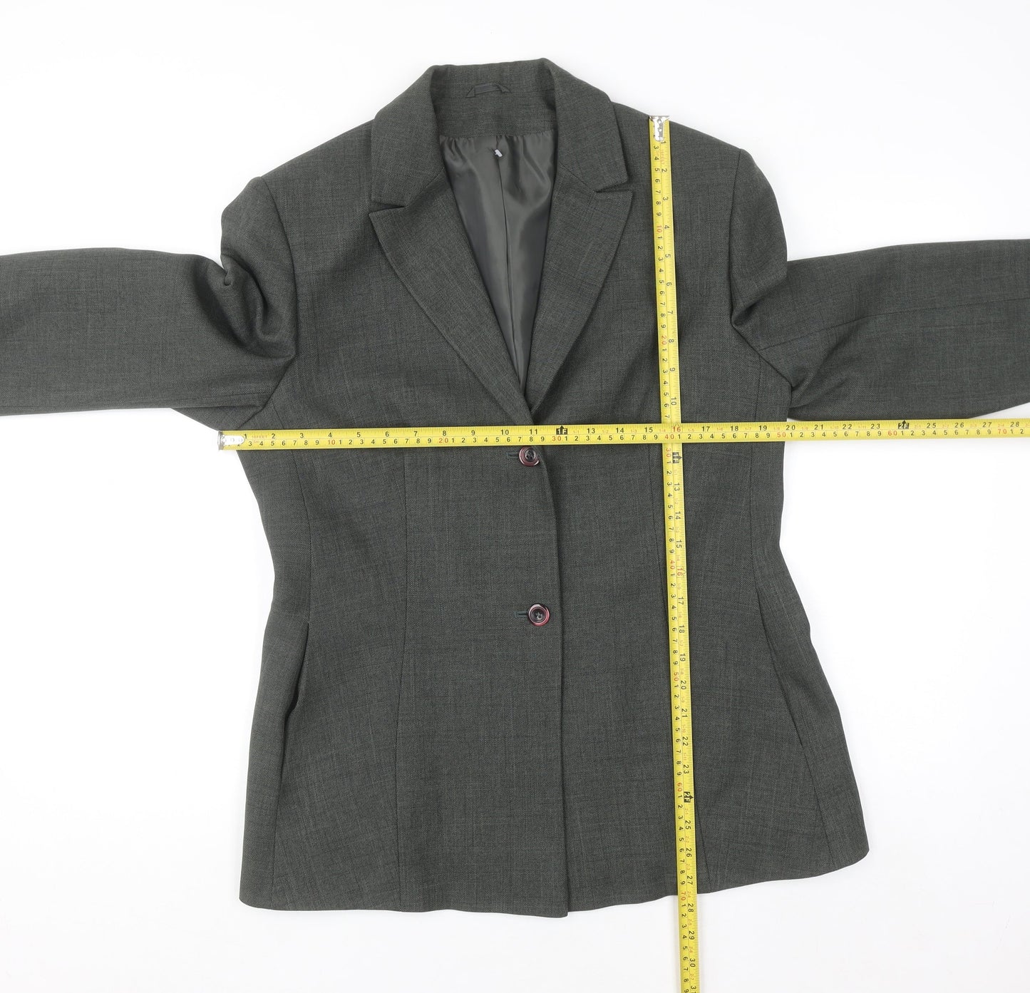 St. Bernard Women’s Grey Two-Button Suit Jacket Size 14 Classic Fit