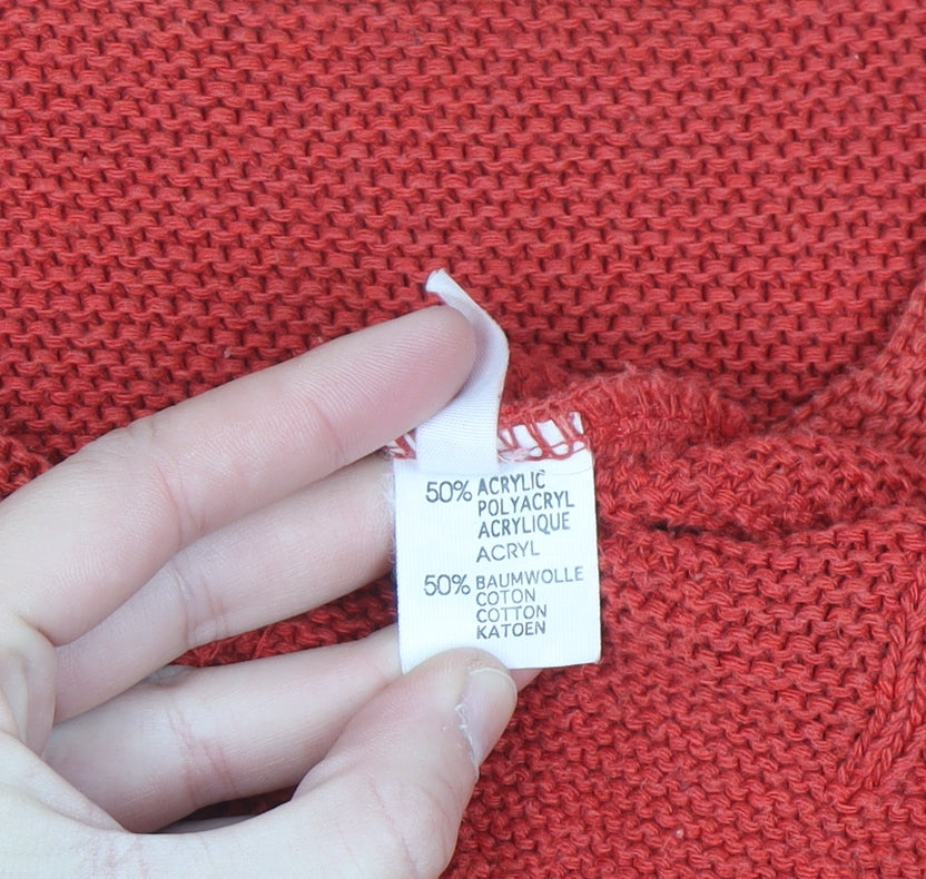 Oonagh O’Neill Women Red Knit Cardigan Medium Acrylic Cotton