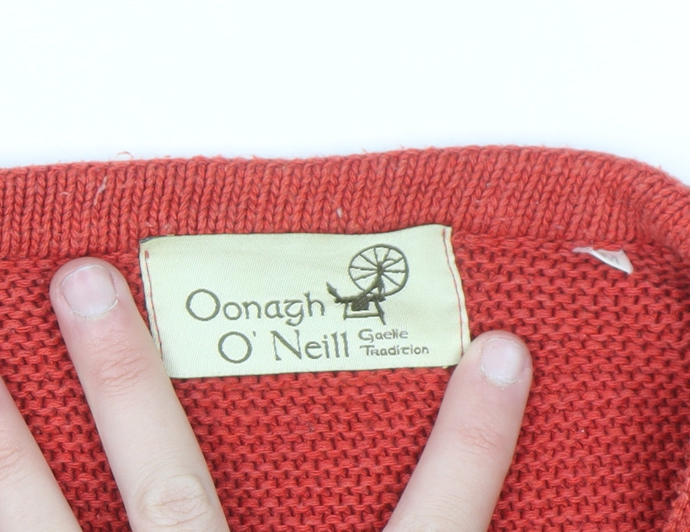 Oonagh O’Neill Women Red Knit Cardigan Medium Acrylic Cotton