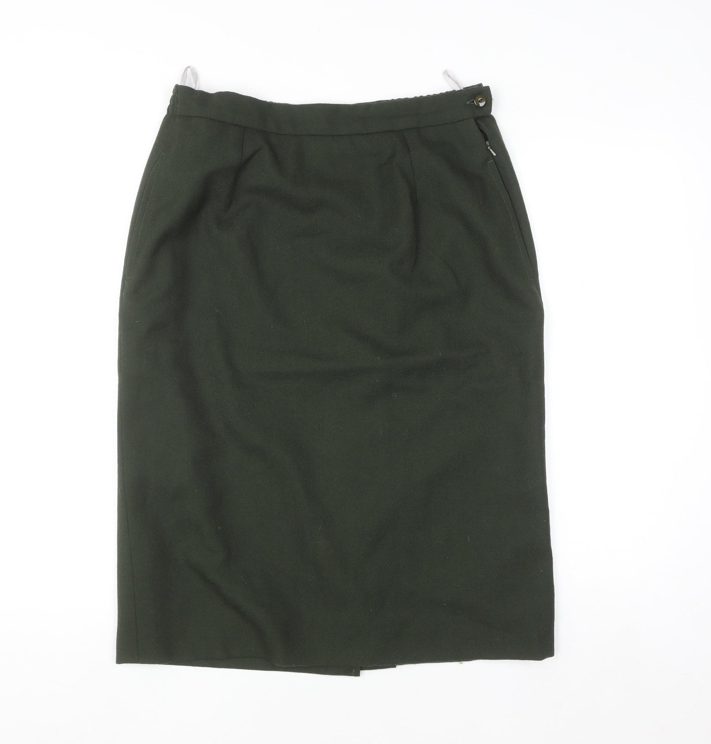 Avoca Women Green Wool Pencil Skirt M Knee Length Workwear