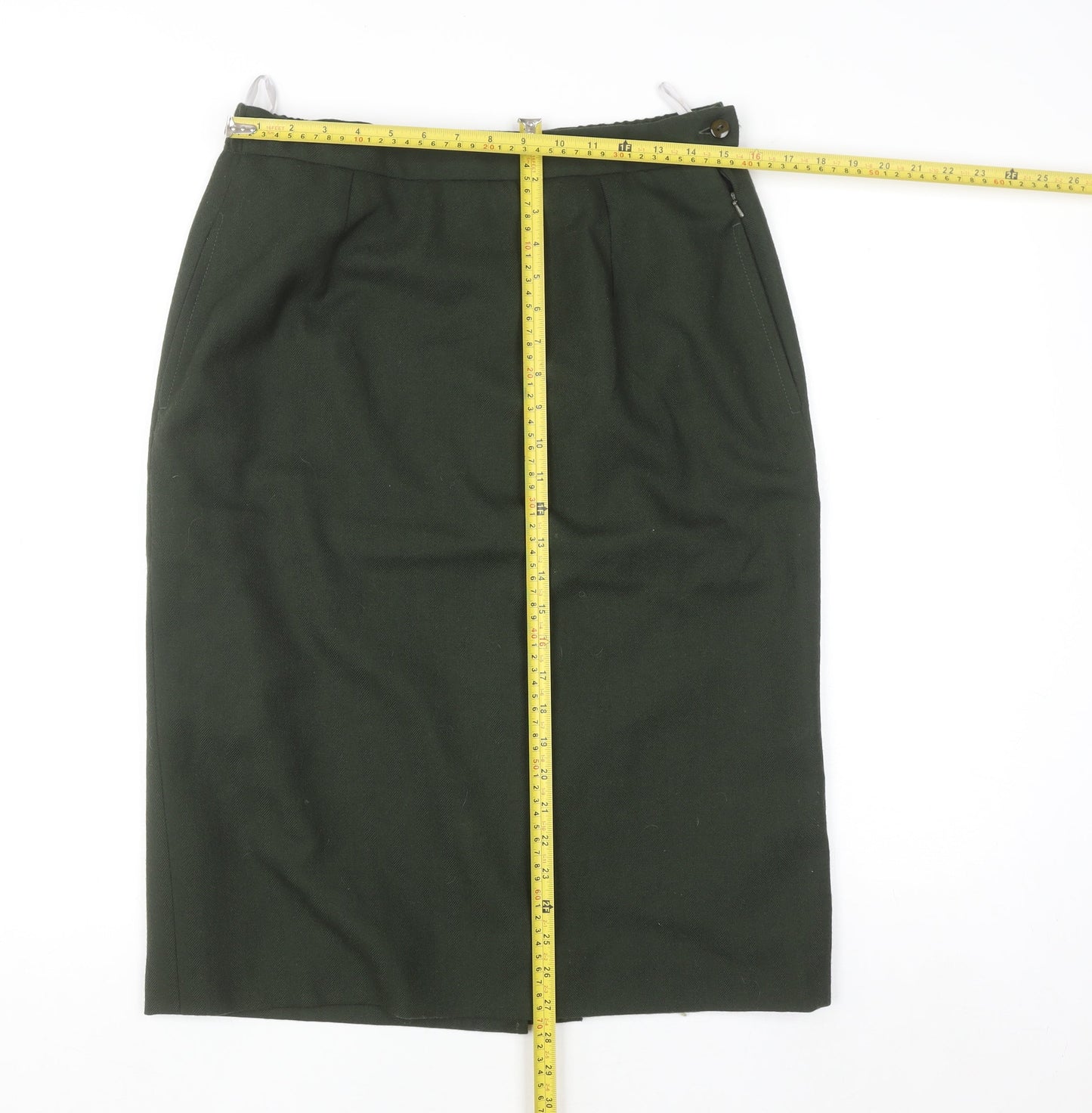 Avoca Women Green Wool Pencil Skirt M Knee Length Workwear