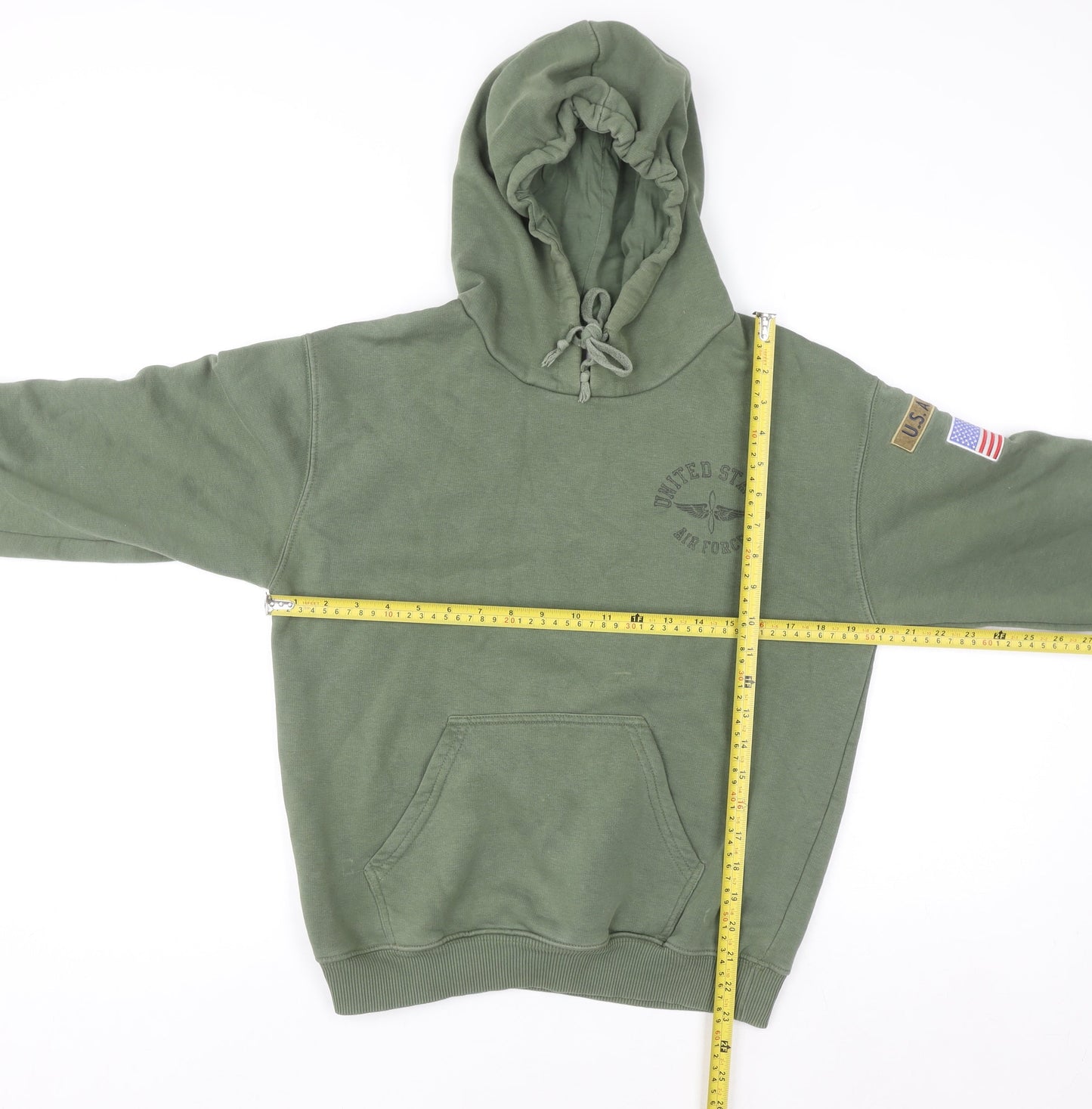Topshop Women's Khaki Air Force Pullover Hoodie UK 10 Cotton Blend