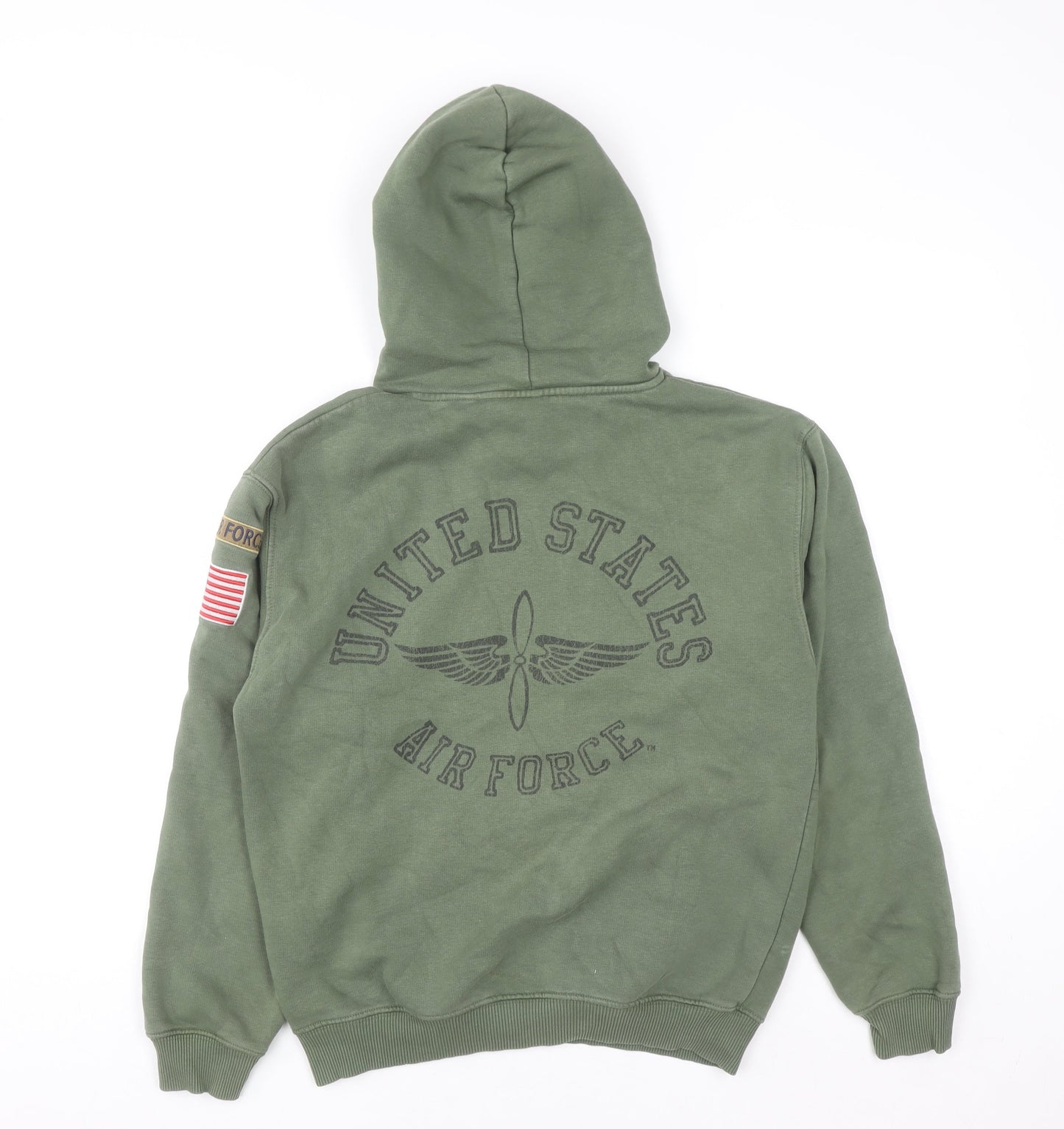 Topshop Women's Khaki Air Force Pullover Hoodie UK 10 Cotton Blend