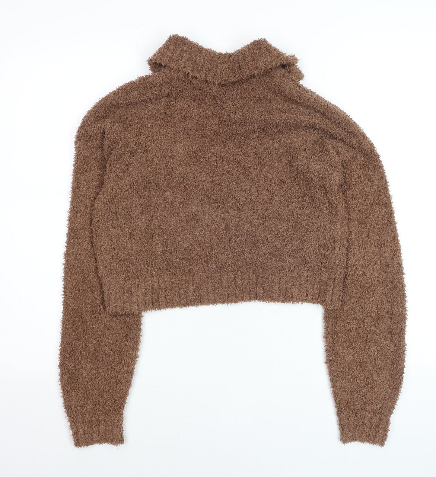 Hollister Women Brown Fleece 1/4 Zip Jumper XXS