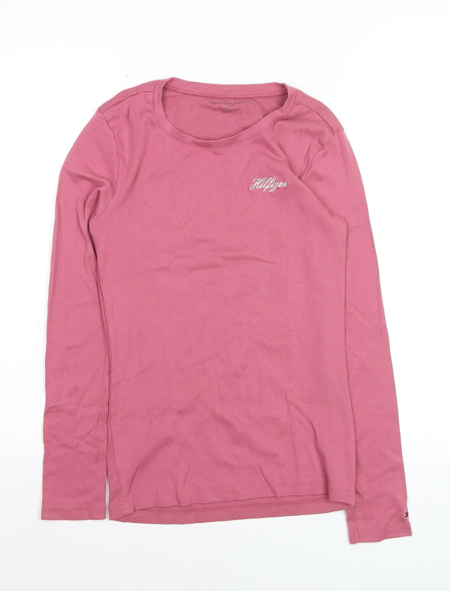 Tommy Hilfiger Women's Pink Long Sleeve Cotton Crew Neck T-Shirt Size S