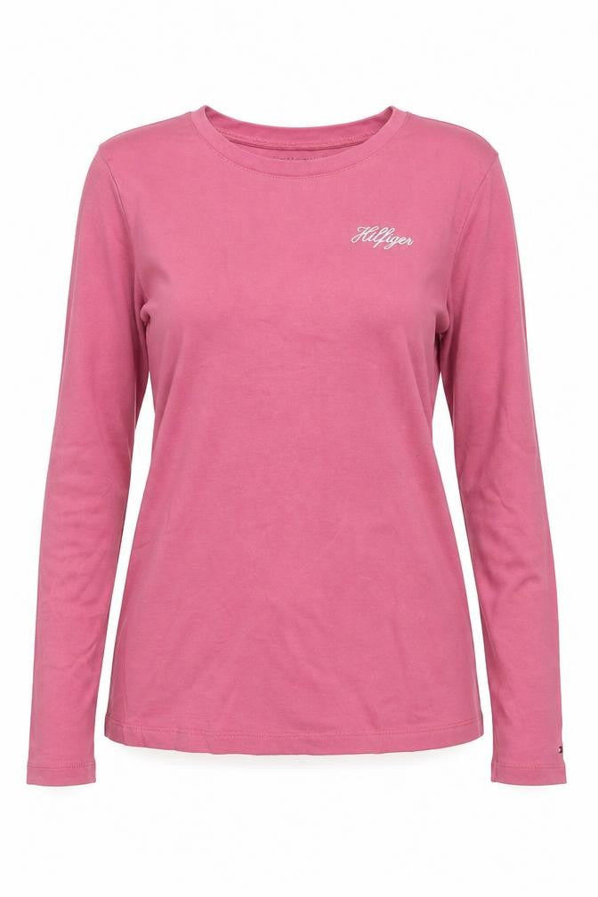 Tommy Hilfiger Women's Pink Long Sleeve Cotton Crew Neck T-Shirt Size S